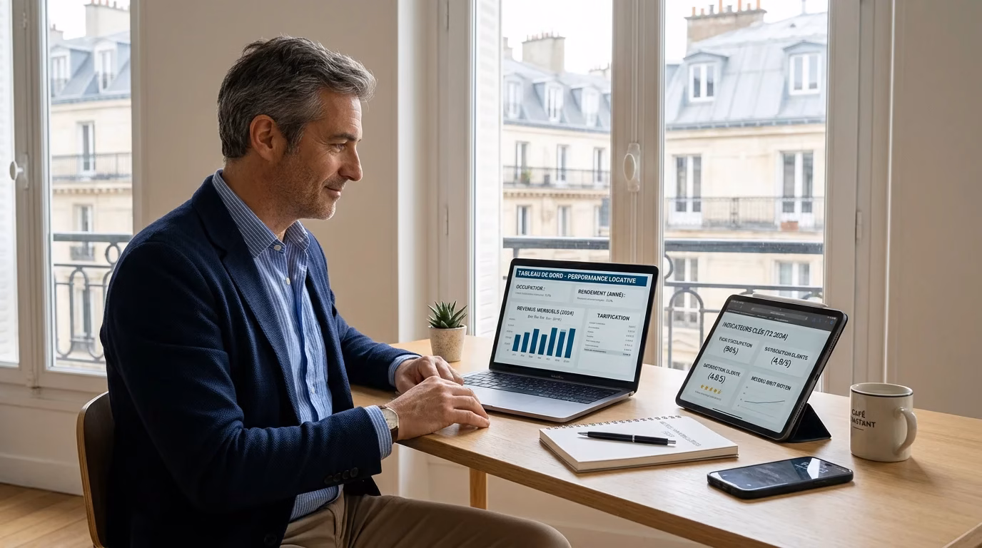 Propriétaire consultant les performances de sa location courte durée