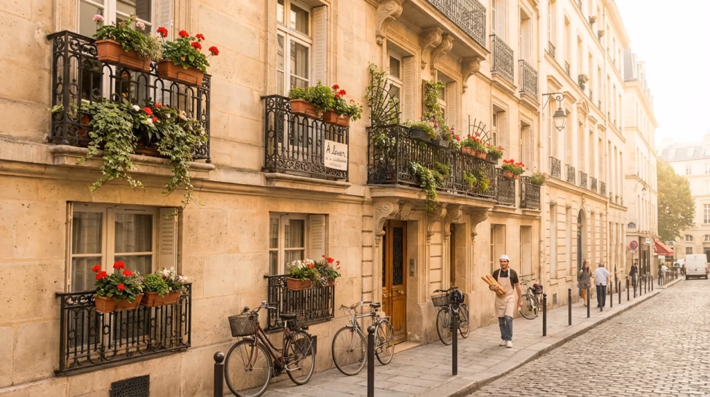 Immeuble parisien typique avec appartements en location courte durée soumis à la fiscalité Airbnb