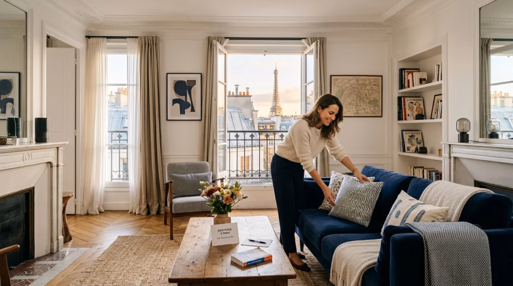 Appartement en location saisonnière préparé par une conciergerie en Île-de-France