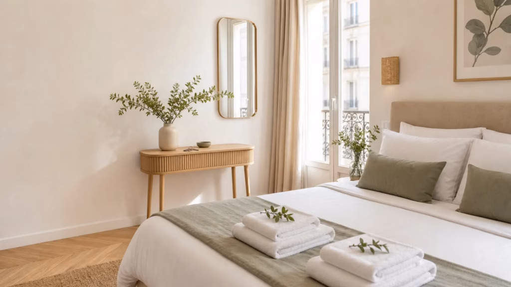 Appartement Airbnb préparé avant l’arrivée des voyageurs