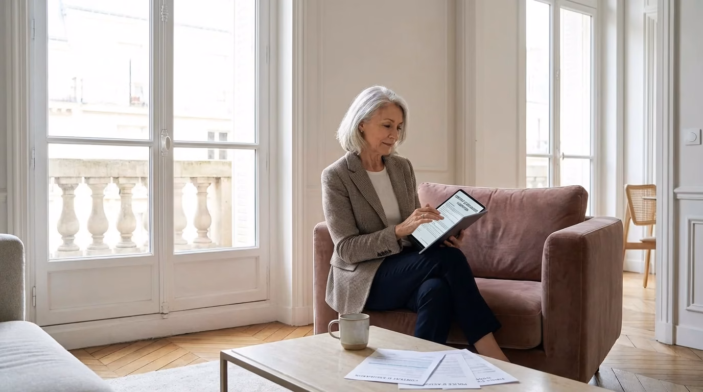 Propriétaire consultant ses documents d'assurance pour sa location courte durée