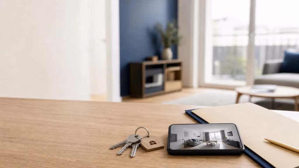 Clés et documents symbolisant les assurances d’une conciergerie Airbnb